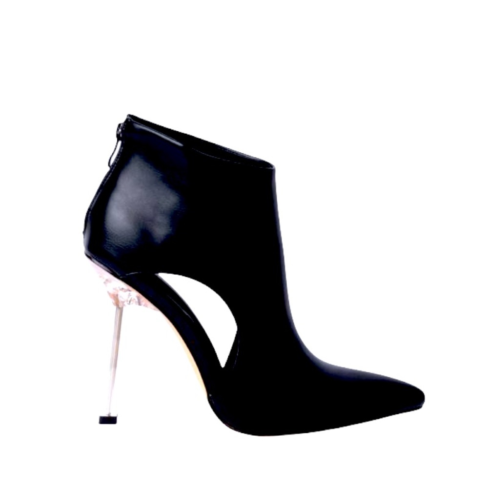 Azalea Wang Black Vegan Leather High Heel Ankle Booties